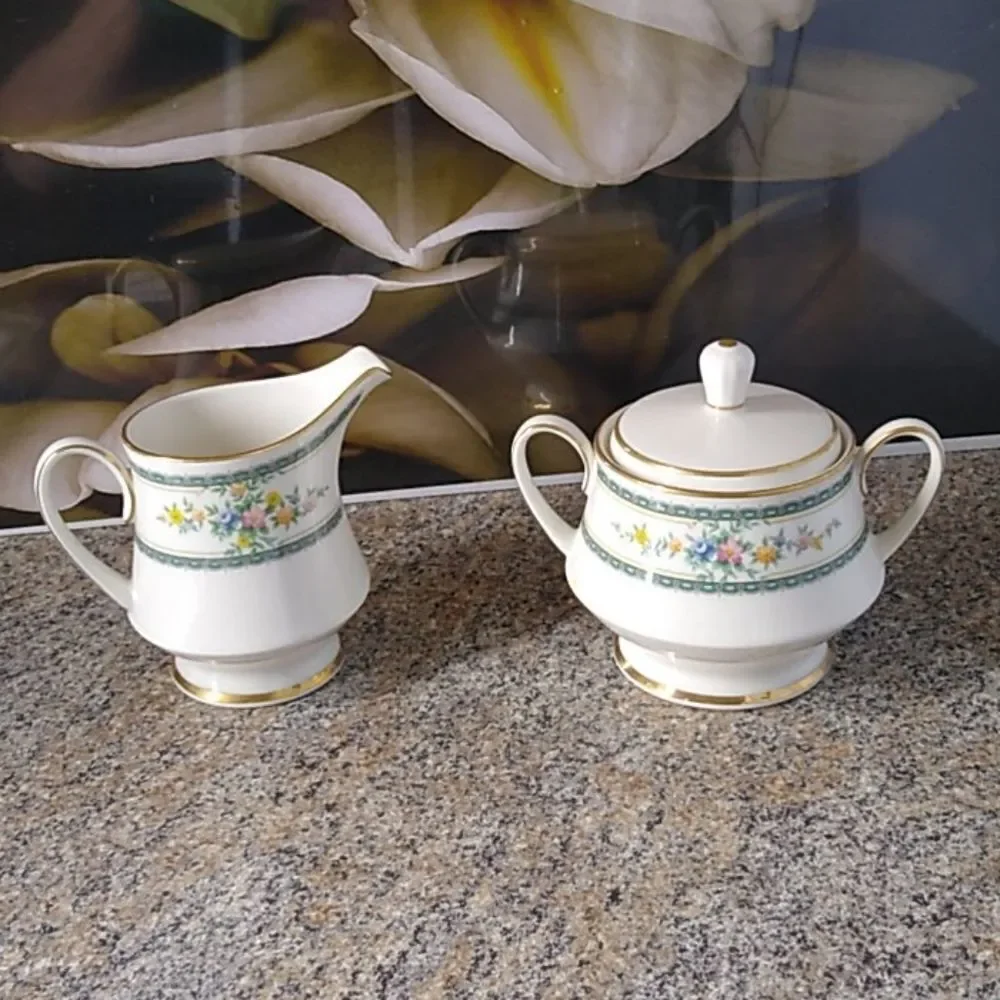 Nortake Ivory China Sugar Bowl, Creamer Dishes